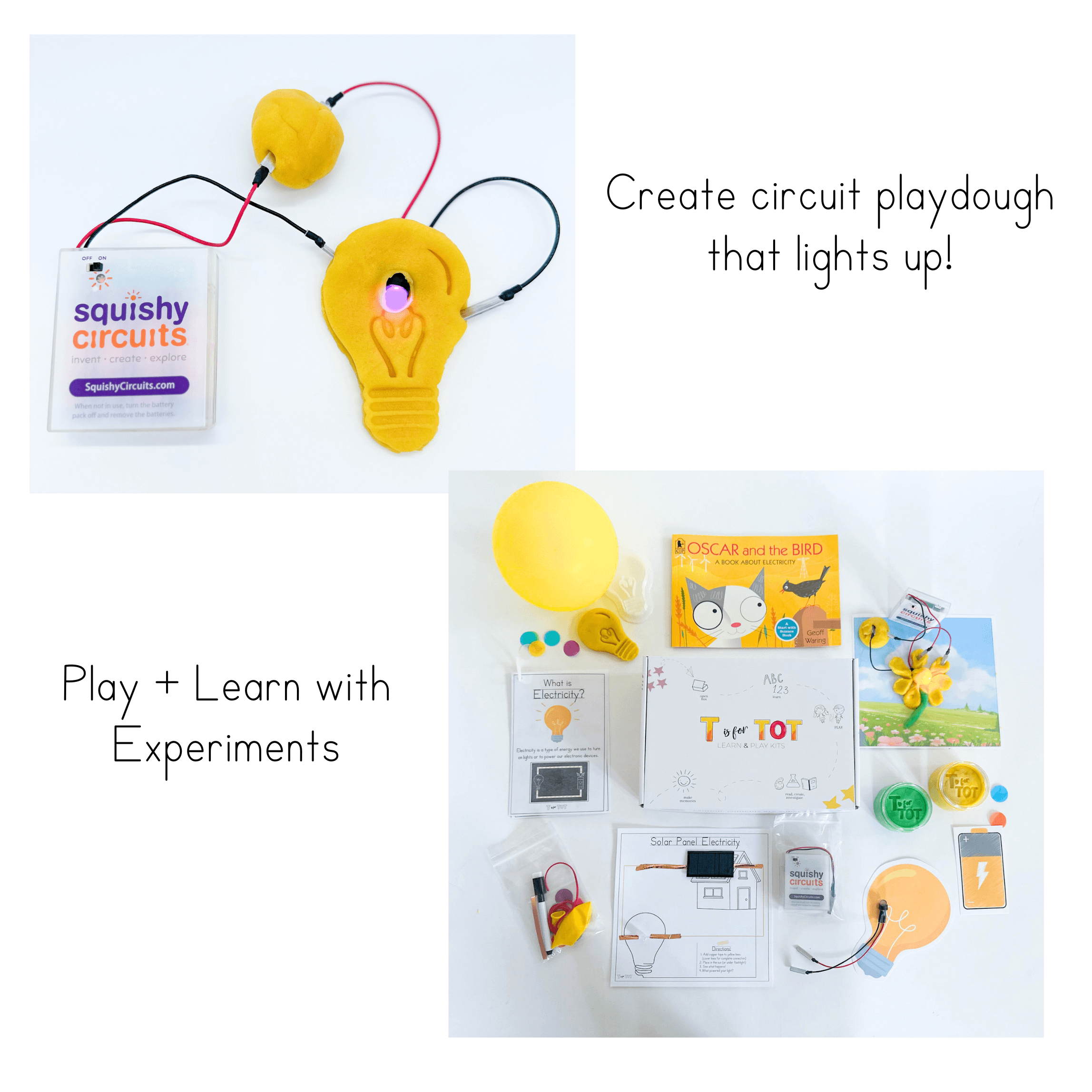 Circuit playdough that lights up!  STEM play & learn experiments for ages 3-6